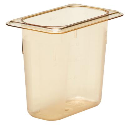 Cambro 96PHP150 6"D Ninth Size High Temp Food Pan - Non-Stick, H-Pan, 1/9 size, Amber