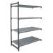 Cambro CBA186064V4580 Camshelving Basics Vented Add-On Shelf Kit - 4 Shelves, 60"L x 18"W x 64"H, 4-Tier, Louvered