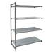 Cambro CBA245484VS4580 Camshelving Basics Vented/Solid Add-On Shelving Unit - 4 Shelves, 54"L x 24"W x 84"H, 4 Solid/Vented Tiers