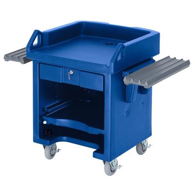 Cambro VCSWR186 52 3/4"W Cash Register Stand w/ Plastic Top, 43"H, Locking Drawer, Tray Rails, Blue