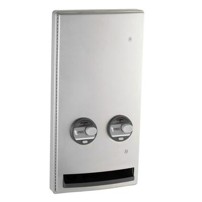 Bobrick B-47064C Semi Recessed Sanitary Napkin/Tampon Dispenser - Free Vend, Stainless Steel