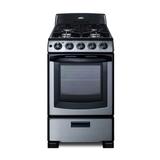 Summit PRO201SS 20"W Gas Stove w/ (4) Burners - Stainless Steel, Natural Gas, Silver, Gas Type: NG