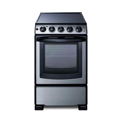 Summit REX2071SSRT 20"W Electric Stove w/ 4 Burners - Stainless/Black, 220v/1ph, 20" Width, Stainless Steel