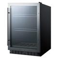 Summit SCR2466B 23 1/2" W Undercounter Refrigerator w/ (1) Section & (1) Door, 115v, 24" Wide, Built-in Capable, Silver