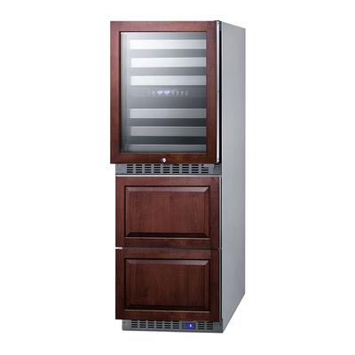 Summit SWCDAR24PNR 23 5/8" Commercial Wine Cooler/Drawer Refrigerator Combo w/ (2) Zones - 46 Bottle Capacity, 115v, Silver