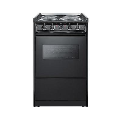 Summit TEM110CRW 20"W Electric Stove w/ 4 Burners - Black, 220v/1ph