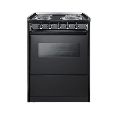 Summit TEM610CRW 24"W Electric Stove w/ 4 Burners - Black, 220v/1ph