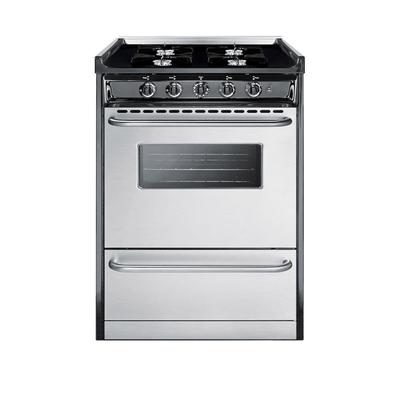 Summit TNM6107BRW 24"W Gas Stove w/ 4 Burners - Black/Stainless, Natural Gas, Silver, Gas Type: NG