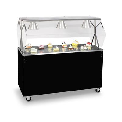 Vollrath 38926 46" Mobile Food Bar w/ Enclosed Base & Stainless Top, Walnut Woodgrain, Brown