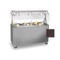 Vollrath 3893160 Affordable Portable 60" Mobile Food Bar w/ Shelf & Stainless Top - Walnut Woodgrain, 120v, 60" Width, Brown