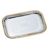 Vollrath 47260 Odyssey Rectangular Serving Tray - Brass Accent, 18 1/4x12 1/3" Chrome, Silver