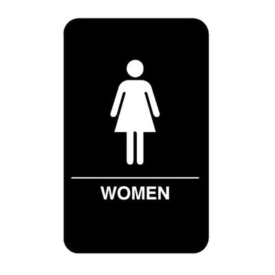 Vollrath 5634 6" x 9" Women Sign - Braille, White on Black