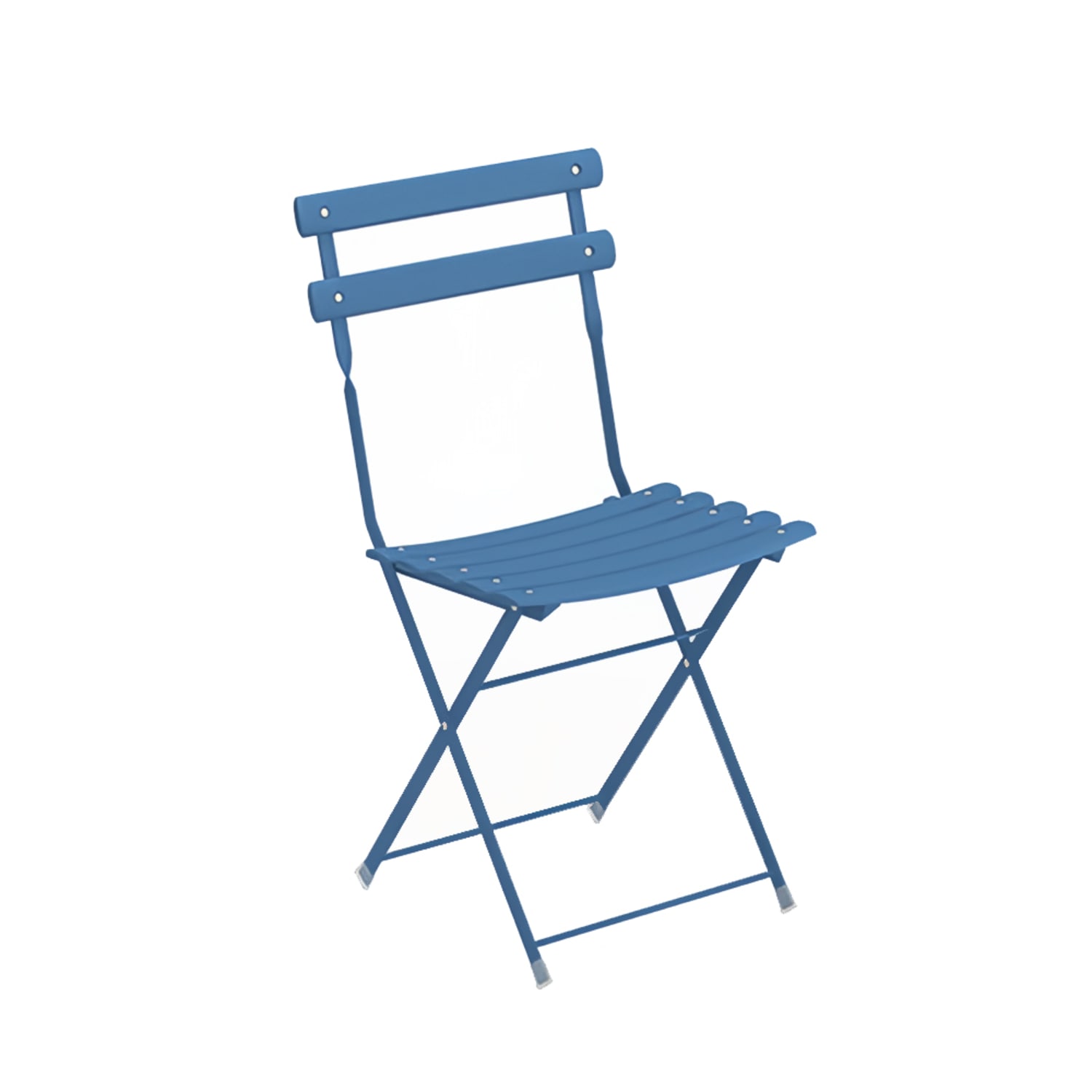 emu E314QS (16) Outdoor Folding Side Chair w/ Steel Slat Back & Seat - Steel Frame, Marine Blue