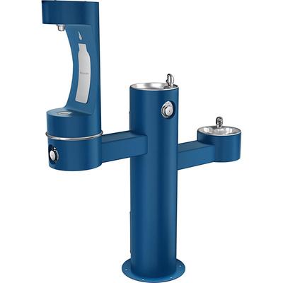 Elkay LK4430BF1MFRKBLU Outdoor Bottle Filling Station w/ 2 Drinking Fountains - 57"H, Non Refrigerated, Blue