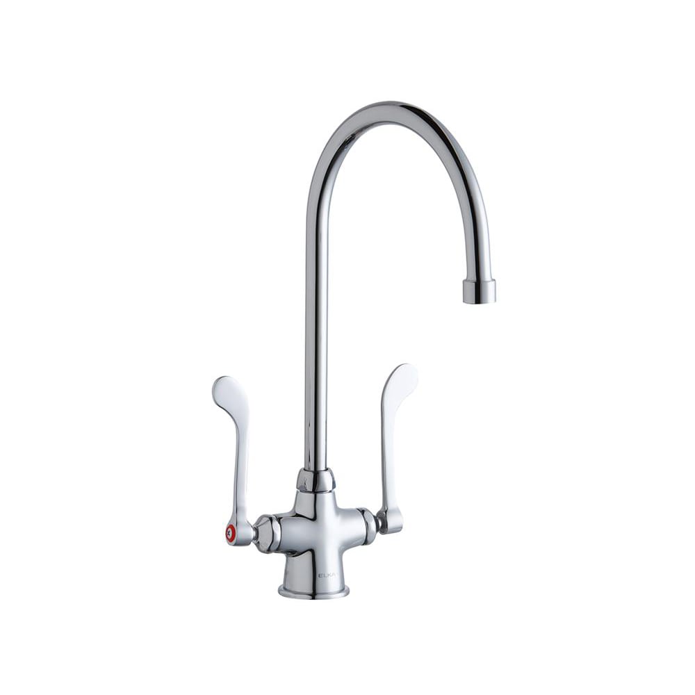 Elkay LK500GN08T6 Deck Mount Double Pantry Faucet w/ 8" Gooseneck Swing Spout & 6" Wrist Blade Handles, Chrome