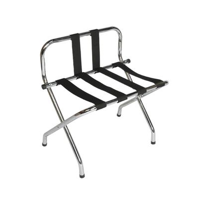 CSL 1055B-C-BL Metal Luggage Rack w/ 2 1/4" Black Poly Straps - 24 1/4"W x 16"D x 26 1/2"H, Chrome