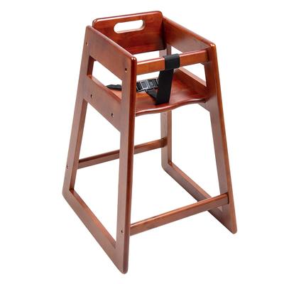 CSL 900DK 27" Stackable Wood High Chair w/ Waist Strap - Rubberwood, Dark Brown