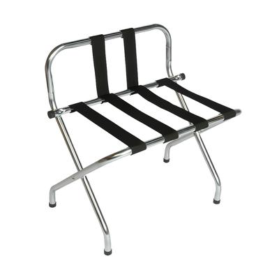 CSL S1055B-C-BL-1 Metal Luggage Rack w/ 2 1/4" Black Poly Straps - 24 1/4"W x 16"D x 26 1/2"H, Zinc