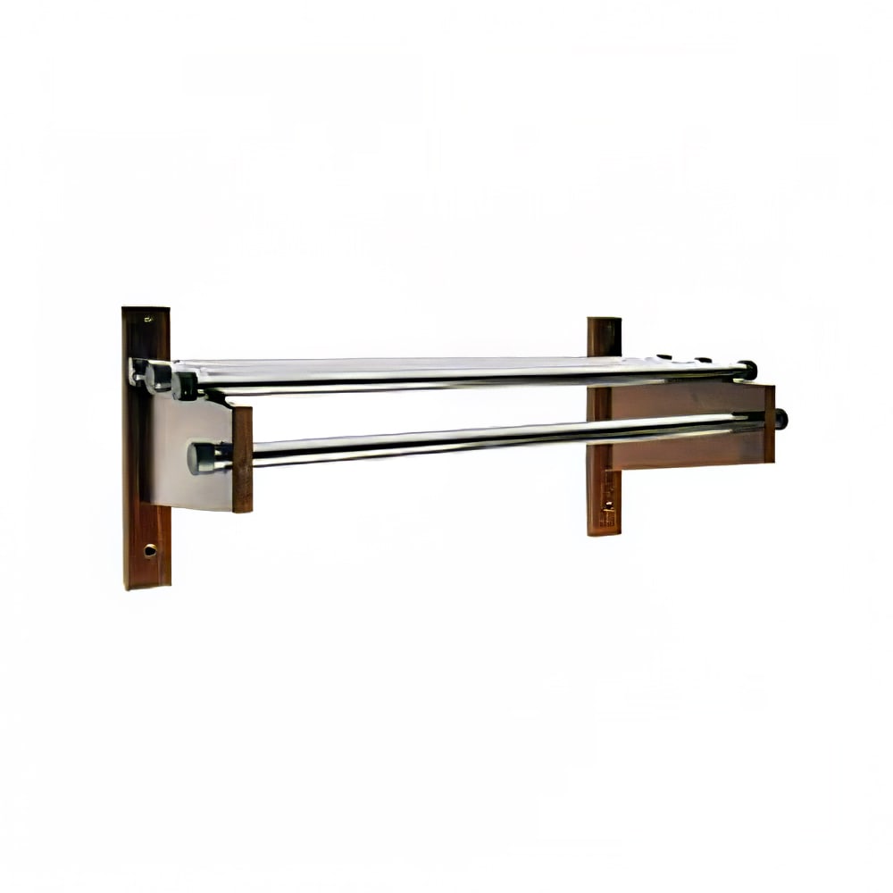 CSL TDE-36 M 36" Wall Mount Commercial Coat Rack w/ 1" Zinc Plated Rod & Mahogany Hardwood Brackets, Brown