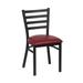 Royal Industries ROY 9001 CRM Side Chair w/ Ladder Back & Crimson Vinyl Seat - Metal Frame, Matte Black