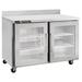 Centerline by Traulsen CLUC-48R-GD-WTLR 48" Worktop Refrigerator w/ (2) Sections, 115v, 48" Width, 2 Glass Doors, Silver