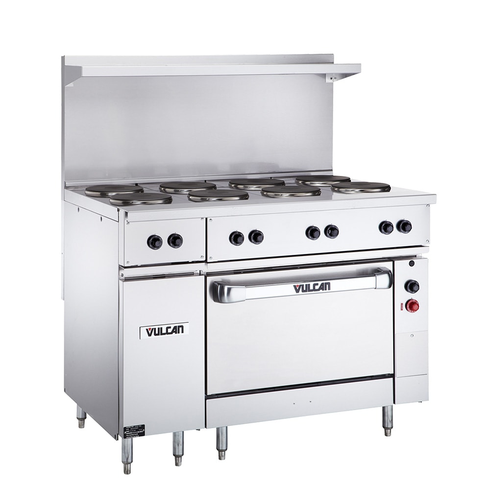 Vulcan EV48S-4HT240 48" EV Series Commercial Electric Range w/ 4 Hot Tops, 240v/1ph/3ph, Stainless Steel