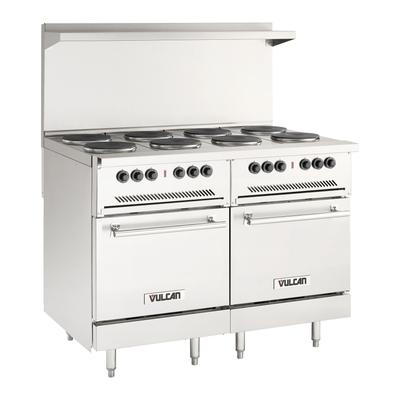 Vulcan EV48SS-8FP-208 48" Commercial Electric Range w/ (8) French Hot Plates & (2) Standard Ovens, 208v/3ph, Stainless Steel