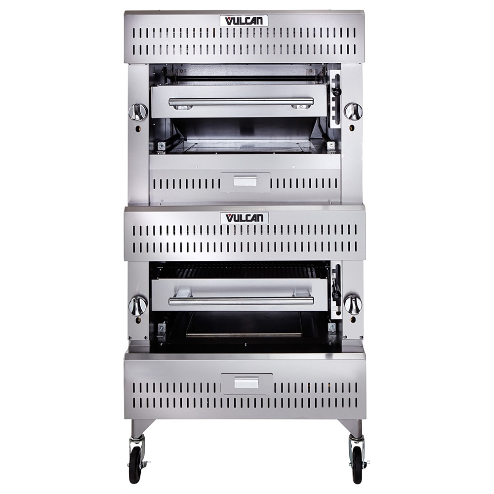 Vulcan VBI2 NG Double Deck Natural Gas Broiler - Ceramic Over Infrared, 200,000 BTU, Stainless Steel, Gas Type: NG