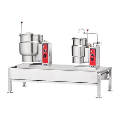 Vulcan VEKT64/126 230/3 (1) 12 gal & (1) 6 gal Steam Kettles & Stand Assembly - Manual Tilt, 2/3 Jacket, 230v/3ph, Stainless Steel