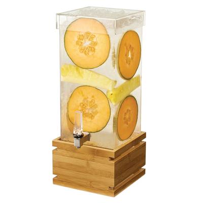 Rosseto LD180 4 gal Beverage Dispenser w/ Ice Basket - Plastic Container, Bamboo Base, Acrylic, Brown