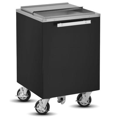 FWE IC-200 L1 200 lb Insulated Mobile Ice Caddy - Stainless Steel/Plastic, Black, 200 lb Capacity