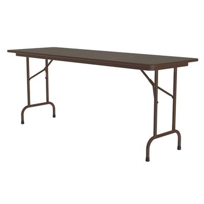 Correll CF2496PX 01 96" Rectangular Folding Table w/ Walnut Top, 29"H, Black