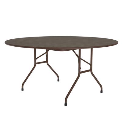 Correll CF60MR 01 60" Round Folding Table w/ Walnut Melamine Top. 29"H