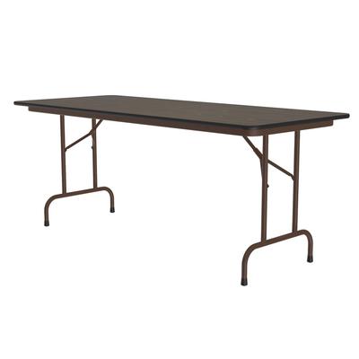 Correll PC3096P 01 96" Rectangular Folding Table w/ Walnut Plywood Top, 29"H, Black