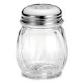 Tablecraft 260 Cheese Shaker, 6 oz, Swirled Glass, Chrome Plated Perforated Top, Dozen, Glass Swirl, Chrome-Plated Perforated Top, Clear