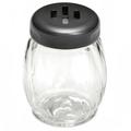 Tablecraft 260SLBK 6 oz Swirl Glass Cheese Shaker w/ Slotted Plastic Top, Black, Black Slotted Top, Clear