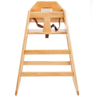 Tablecraft 6565004 29" Stackable Wood High Chair w/ Waist Strap - Rubberwood, Natural, Beige