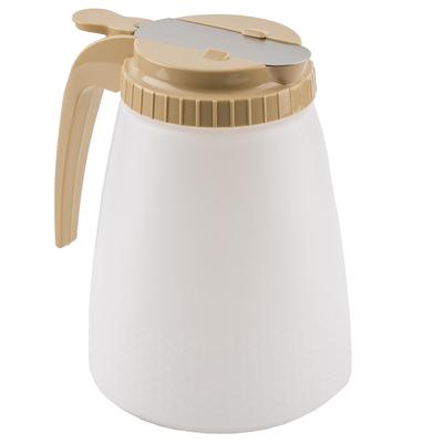 Tablecraft 748A 48 oz All Purpose Cylindrical Dripcut Server - White Polyethylene, Almond ABS Top