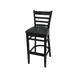 Oak Street WB101BLK Commercial Bar Stool w/ Ladder Back & Black Vinyl Seat, Wood Frame, Black