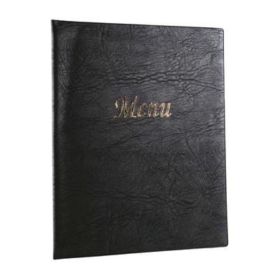 Risch 8.5x11 Double Pocket Vinyl Menu Cover - Midnight Black, 8 1/2