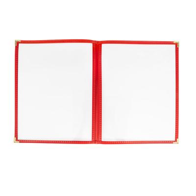 Risch TED 8.5X11 Double Pocket Vinyl Menu Cover, 8 1/2"W x 11"H, Red Leatherette