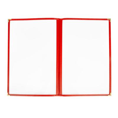 Risch TED 8.5X14 Double Pocket Vinyl Menu Cover, 8 1/2"W x 14"H, Red Leatherette