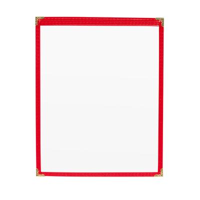 Risch TES 8.5X11 Single Pocket Vinyl Menu Cover, 8 1/2"W x 11"H, Red Leatherette