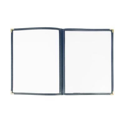 Risch TETB8.5X11 DS #07 Triple Pocket Vinyl Menu Cover, 8 1/2"W x 11"H, Blue Leatherette