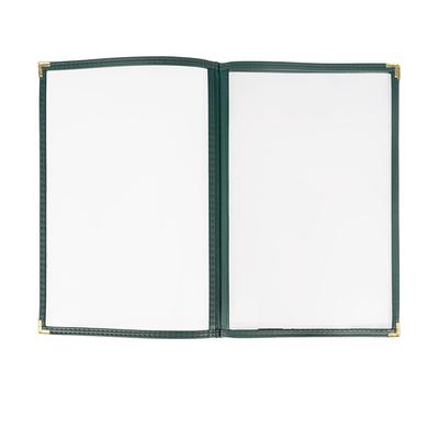 Risch TETB 8.5X14 Triple Pocket Vinyl Menu Cover, 8 1/2"W x 14"H, Green Leatherette