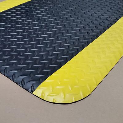 Cactus Mat 1053R-375 BLK Cushion Diamond-Dekplate w/ Yellow Edge - 3' x 75', Vinyl, Black, Black Vinyl