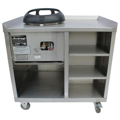 Town 224800 One Chamber Mobile Gas Range, Push Handle, Stainless Steel, Casters, 24" Base, Liquid Propane, Gas Type: LP