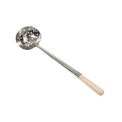 Town 32905 Stainless Wok Ladle, 18 1/2 in, With Wooden Handle 5 1/4 x 4 Bowl, Perforated, Stainless Steel