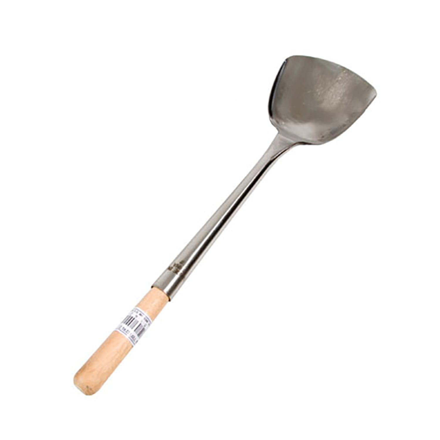 Town 33942 Stainless Steel Wok Shovel 4 X 4 1/2 in, Wood Handle, 16 in, Medium