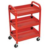 Luxor ATC332 3 Level Mechanics Utility Cart - Metal Frame, Plastic Shelves, Red
